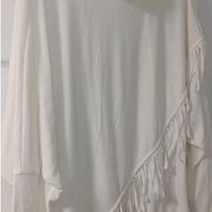 Kate & Mallory Cream Poncho with Fringe